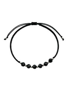 Onyx: Onyx Silver Hand Knotted Bracelet