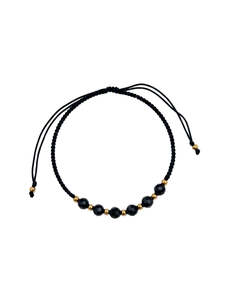 Onyx: Onyx Gold Hand Knotted Bracelet