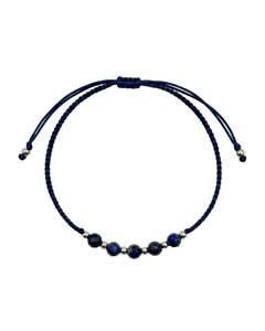 Lapis: Lapis Silver Hand Knotted Bracelet