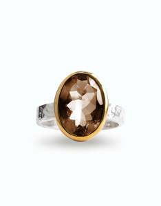 Smokey Quartz: Smokey Quartz Oracle Gold & Silver Ring