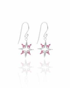 July Ruby: Galaxy Silver Ruby Earrings