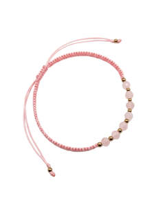 Rose Quartz Gold Hand Knotted Bracelet