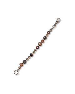 Chains: Peacock Pearl & Coral Silk Knotted Extender Silver