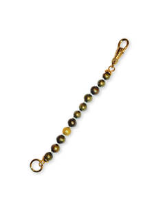 Chains: Khaki Pearl, Gold & Cream Silk Knotted Extender