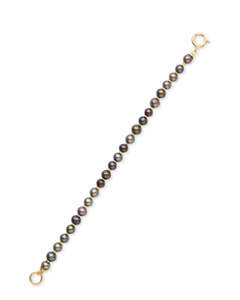 Chains: Grey Pearl & Neon Yellow Silk Knotted Extender Gold
