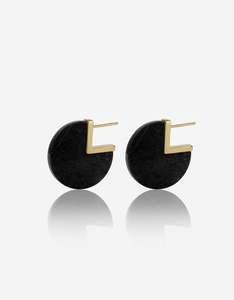 Native Noir Black Onyx Gold Earrings