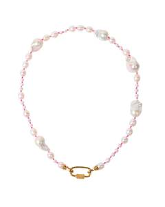 Neon Pink Pearl Necklace