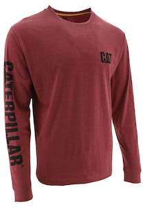 Long Sleeve Tees: CAT Trademark Banner Men's Long Sleeve Tee - Brick Heather