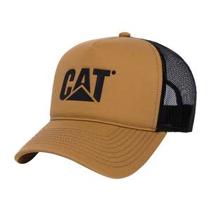 Headwear: CAT Logo Mesh Back Hat - Tawny Brown/Black