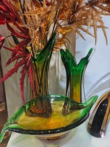 Products: Ombre Gold/Green Glass Vase