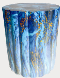 SH231506B-17 - Polyresin Watercrest Blue & Gold stool