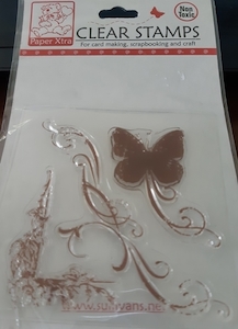 Products: Paper Xtra Clear Stamp - Butterfly, Flourish & Corner
