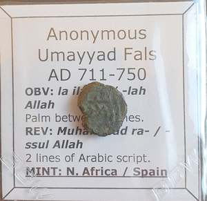 Uk Collection: #o671# Anonymous copper Umayyad Fals coin from N. Africa 711-750 AD