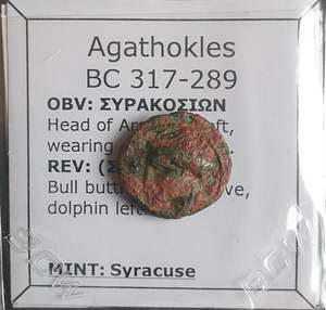 Uk Collection: #o340# Sicilian Greek coin of Agathokles from Syracuse, 317-289 BC