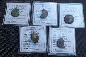Bulk Uncleaned Discount Items: #Lot46A# Ex-dealers lot of 5 Ancient silver/bronze Roman coins from 103-216 AD