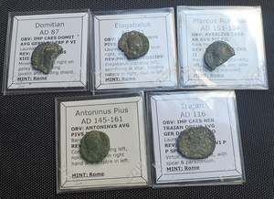 Bulk Uncleaned Discount Items: #Lot43A# Ex-dealers lot of 5 Ancient silver/bronze Roman coins from 87-221 AD