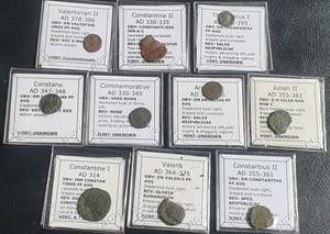 #Lot36A# Ex-dealers lot of 10 Ancient bronze Roman coins from 314-395 AD