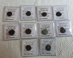 Bulk Uncleaned Discount Items: #Lot20A# Ex-dealers lot of 10 Ancient bronze Roman coins of Constantius II from 337-355 AD