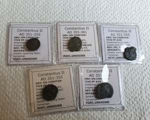 #Lot13A# Ex-dealers lot of 5 Ancient bronze Roman coins of Constantius II from 351-361 AD