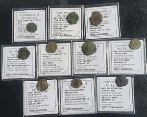 Bulk Uncleaned Discount Items: #Lot7A# Ex-dealers lot of 10 Ancient bronze Roman coins of Constantius II from 347-361 AD
