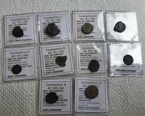 #Lot6A# Ex-dealers lot of 10 Ancient bronze Roman coins of Constantius II from 337-361 AD