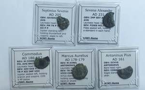 #Lot4A# Ex-dealers lot of 5 Ancient silver/bronze Roman coins from 161-231 AD
