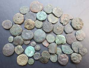 Bulk Uncleaned Discount Items: #Lot60A# 46 Uncleaned Greek Bronze coins from 400-1 BC