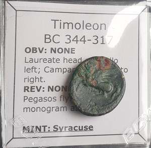 Famous Coins Throughout History: #M459# Greek bronze coin of Timoleon of Syracuse, 344-317 BC