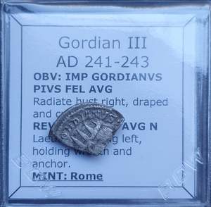 Premium Collection: #p358# Roman silver Antoninianus coin of Gordian III from 241-243 AD