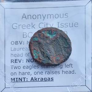 #o509# Anonymous Sicilian Greek coin from Akragas, 287-229 BC