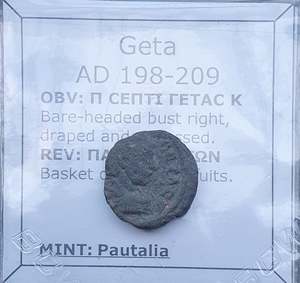 #n111# Roman provincial bronze coin Geta from 198-209 AD (Pautalia)