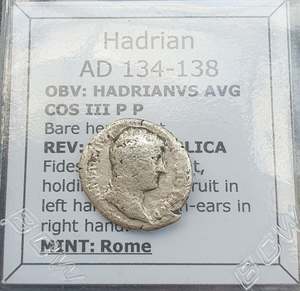 Uk Collection: #k693# Roman silver denarius coin of Hadrian from 134-138 AD