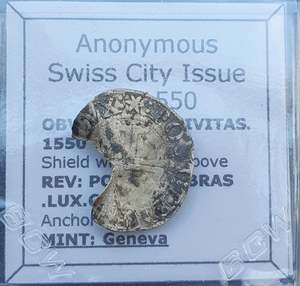 #q401# Swiss Anonymous silver coin issued in Geneva in 1550 AD