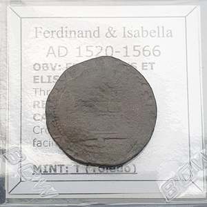 All: #k140# Spanish 2 Maravedis coin of Ferdinand V from 1520-1566 AD