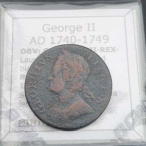#q409# British ½ Penny coin of George II from 1740-1749 AD