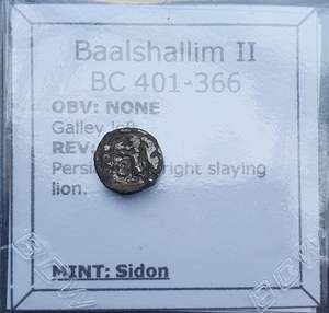 #q504# Greek fouree 1/16 Shekel Phoenician coin of Baalshallim from 401-366 BC