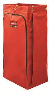 Janitor Trolleys: RUBBERMAID 128L VINYL BAG FOR HIGH-CAPACITY JANITORIAL CLEANING CARTS | RED