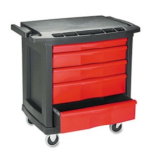 Janitor Trolleys: RUBBERMAID 5-DRAWER MOBLIE WORK CENTRE