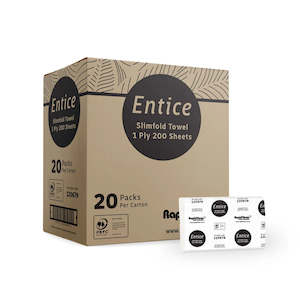 RAPIDCLEAN ENTICE MULTIFOLD 1PLY HAND TOWEL 200SHEET X 20PACK