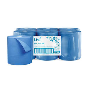 Hand Towel Paper: LIVI ESSENTIALS BLUE AUTO-ROLL HAND TOWEL | 2PLY 140M X 6 CARTON