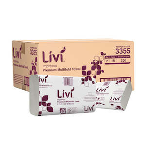 LIVI IMPRESSA SLIMFOLD HAND TOWEL | 2PLY 200SHEET x 16 CARTON