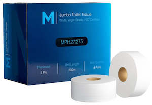 Toilet Paper Paper: M JUMBO TOILET TISSUE 1PLY 300M X 8PC