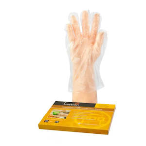 Gloves: BASTION PE CLEAR GLOVES CARTON 100 X 100PK