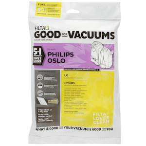 Bags: PHILIPS OSLO SMS MULTI LAYERED VACUUM CLEANER BAGS 5 PACK (F045)
