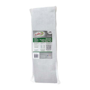 Flat Mops: SABCO ULTRACLEAN MICROFIBRE DISPOSABLE FLAT MOP PADS - WHITE - 25PK