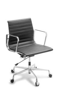 Best Selling Chairs: Eames Replica Classic Mid Back Chair - Black PU - Chrome