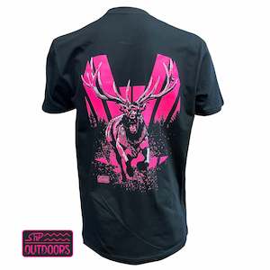 Safety Wear: SnP Outdoors Adult Hi-Vis Hunting tee - Fluoro Pink Stag