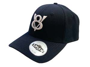 Auto Merch: V8 - 3D Embroidered - UFlex Curve Peak Cap - BLACK