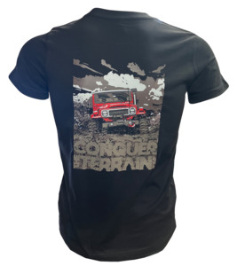 Safety Wear: Kids Conquer the Terrain 4x4 Red Toyota FJ40 tee