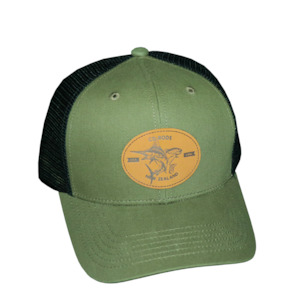 HEADWEAR: CD RODS Premium Cap Twill/Mesh Leather Patch Rifle Green & Black 003